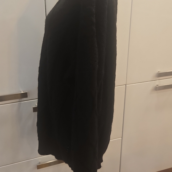 VTG Made In Ireland 100% Wool Chunky Fishermans Cable Knit Sweater Black Large - Picture 3 of 7